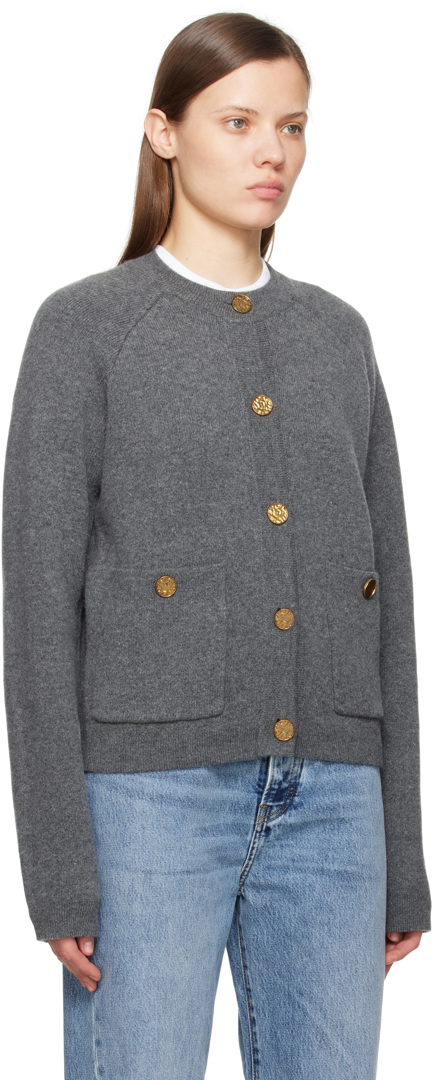 Cветр TOTEME TOTEME Hammered Button Cardigan Сірий | 251-WRT4357-YA0132, 1