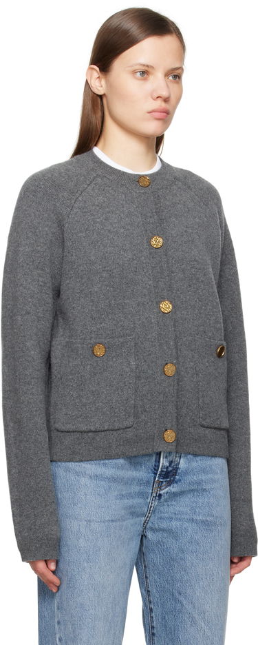 Cветр TOTEME TOTEME Hammered Button Cardigan Сірий | 251-WRT4357-YA0132, 1