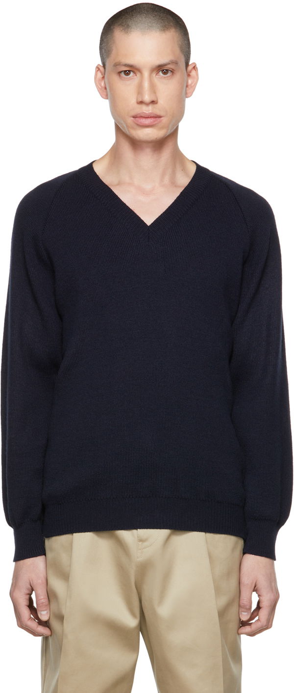 Cветр Comme des Garçons Lochaven of Scotland Edition V-Neck Sweater темно-синій | DH-N505-051