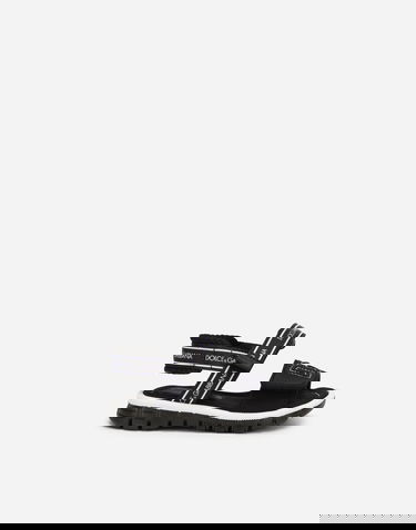 Кросівки та взуття Dolce & Gabbana Technical Fabric Sandals With Dg Logo For First Steps (19-26) чорний | DL0068AY2338B939, 0