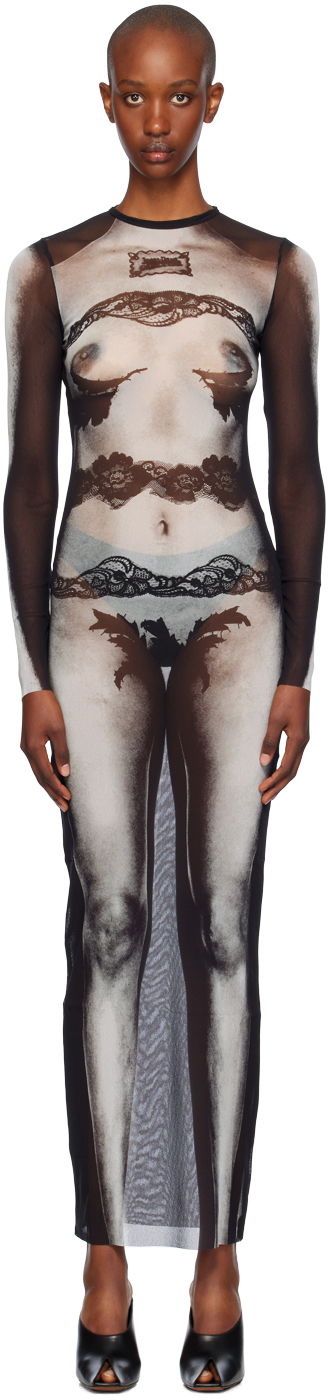 плаття Jean Paul Gaultier Gaultier Printed Mesh Maxi Dress Різнокольоровий | 24/31-F-RO269-T564-000201
