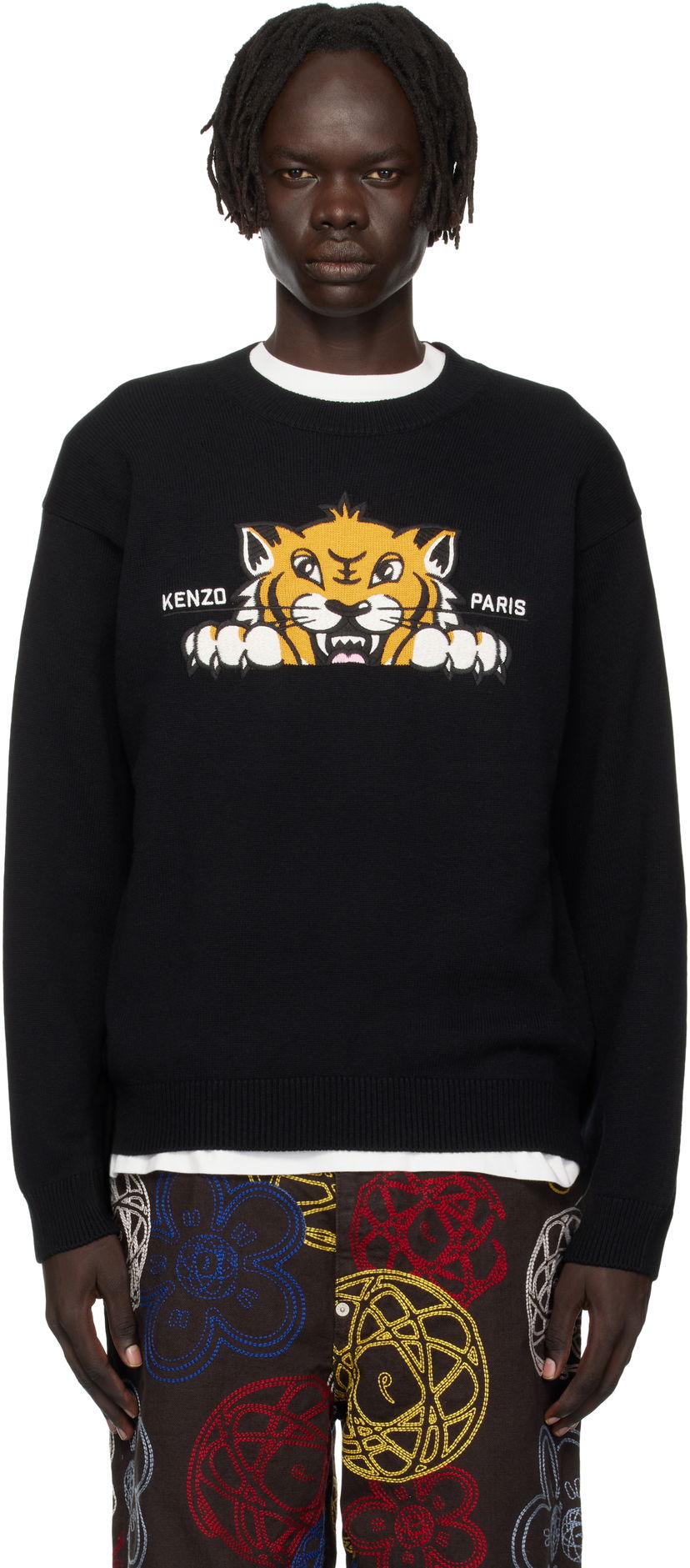 Cветр KENZO Kenzo Paris 'KENZO Happy Tiger' Embroidered Sweater чорний | FF65PU7503LI