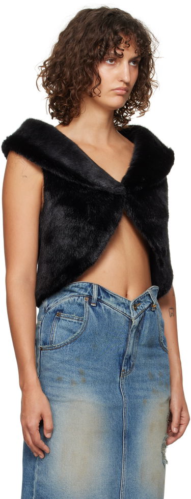 Жилет We11done We11done Cropped Faux-Fur Vest чорний | WD-F93-24-026-W-BK, 1