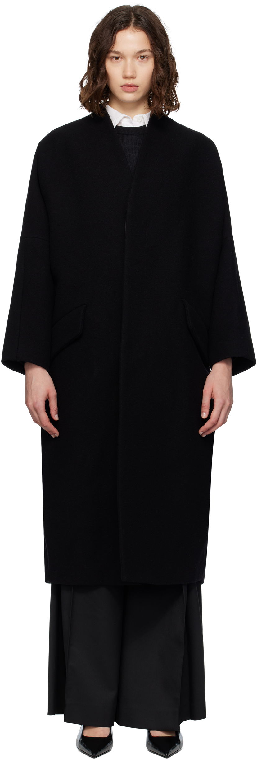 Пальто Maison Margiela MM6 Maison Margiela Wool Felt Overcoat чорний | S52AA0192 M35469
