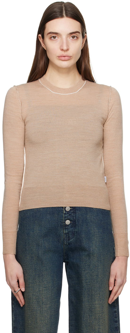 Cветр Maison Margiela MM6 Exposed Seam Sweater бежевий | S52HL0020 S18446