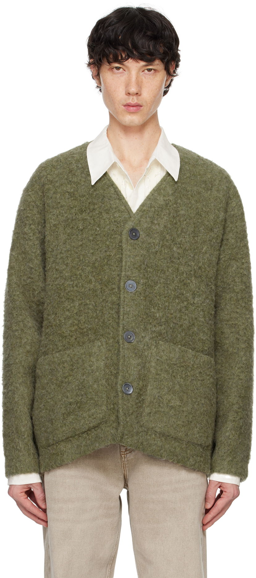 Cветр OUR LEGACY Brushed Cardigan Зелений | M4243CF