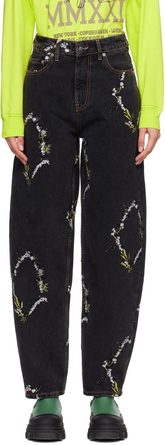 Джинси GANNI GANNI Jeans with Floral Embroidery чорний | J1153