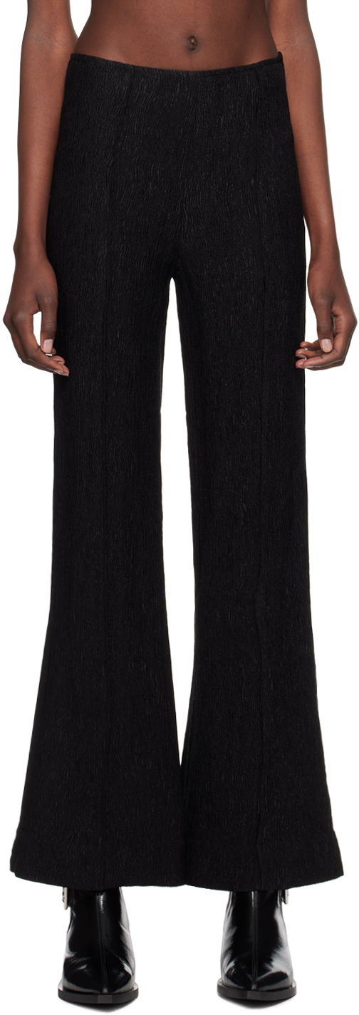 Штани GANNI Black Stretch Flared Trousers чорний | F9396