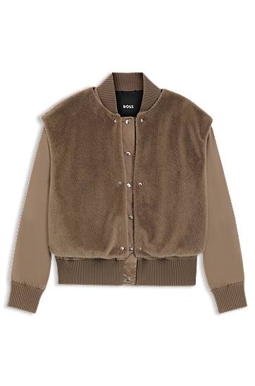 Куртка бомбер BOSS BOSS Satin Bomber Jacket with Removable Faux-Fur Gilet Коричневий | 50546846