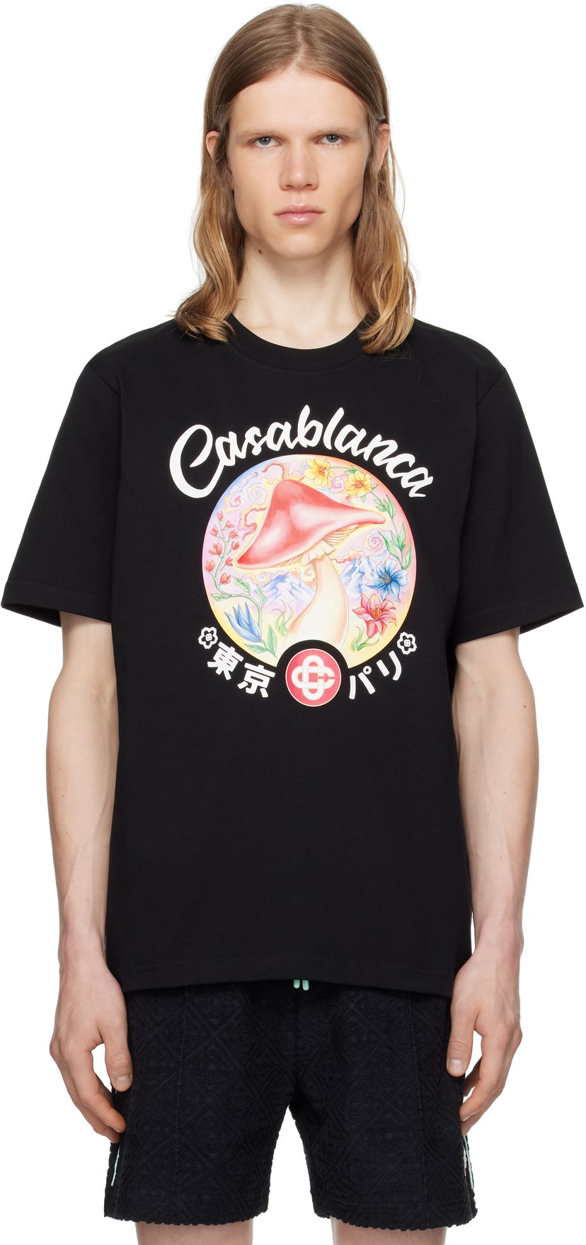 Футболка Casablanca Casablanca Mushroom Emblem T-Shirt чорний | MPF25-JTS-001-05