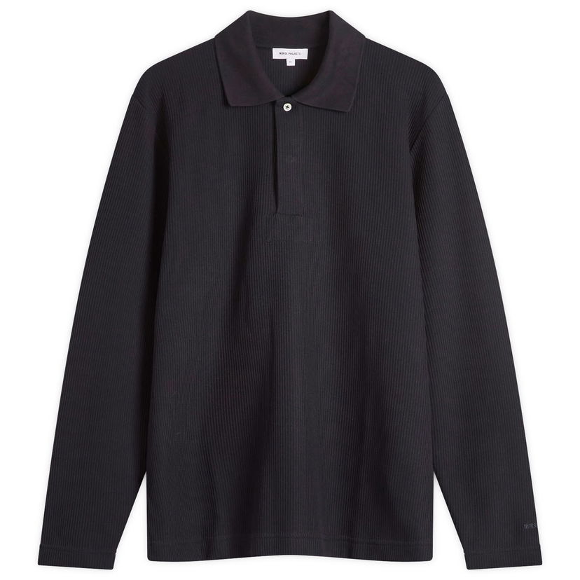 Сорочка поло NORSE PROJECTS Ruben Double Face Long Sleeve Polo Shirt, Size Large чорний | N10-0214-7004