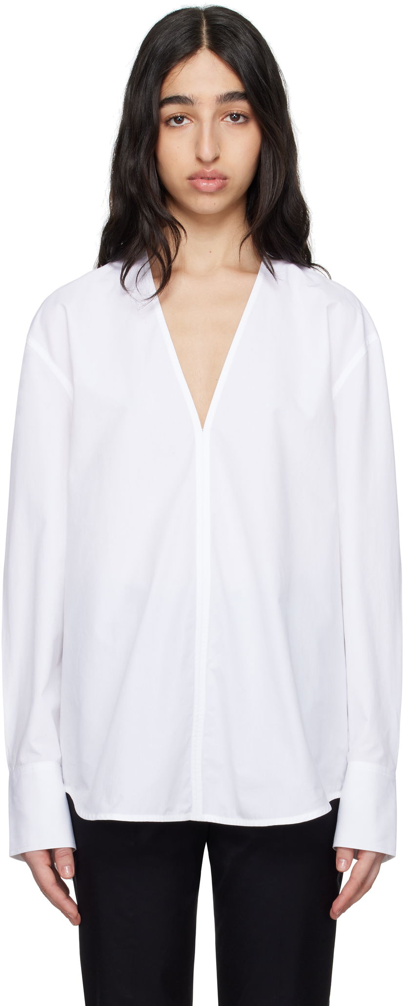 Сорочка TOTEME TOTEME V-Neck Shirt білий | 252-WRT0503-FB0119