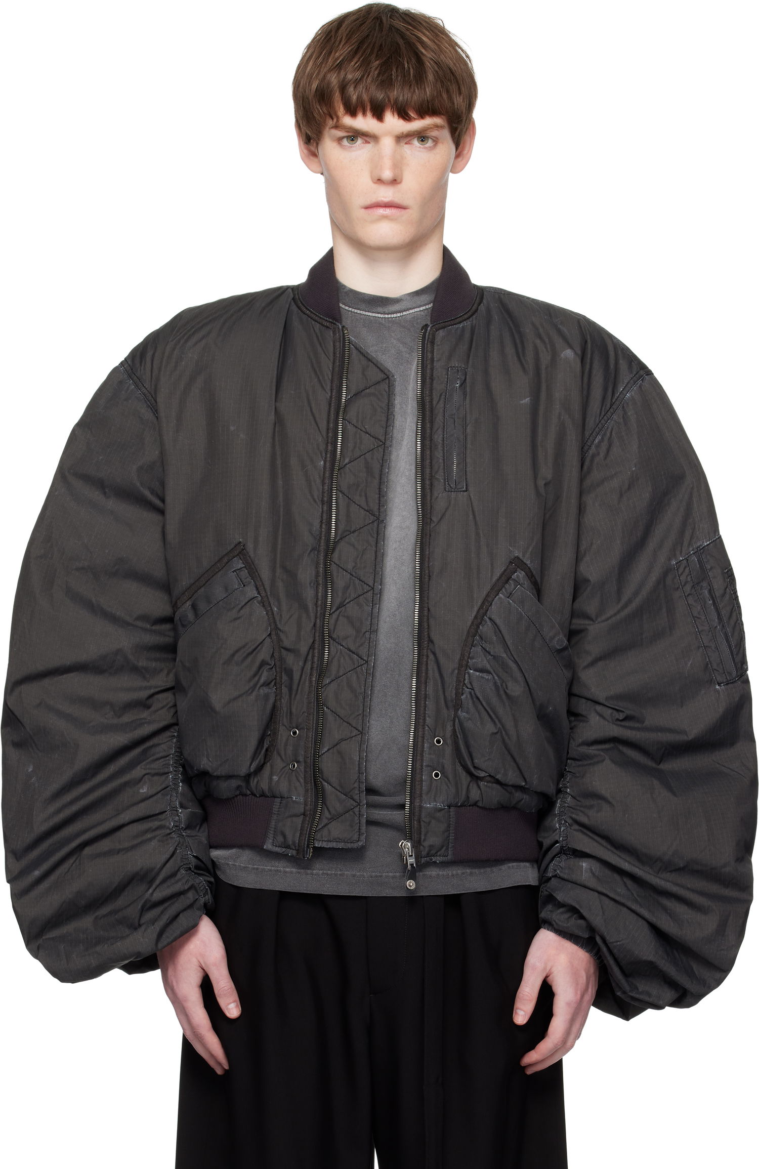 Куртка бомбер We11done We11done Washed Nylon Bomber Jacket чорний | WD-JP2-25-059-U-BK, 0