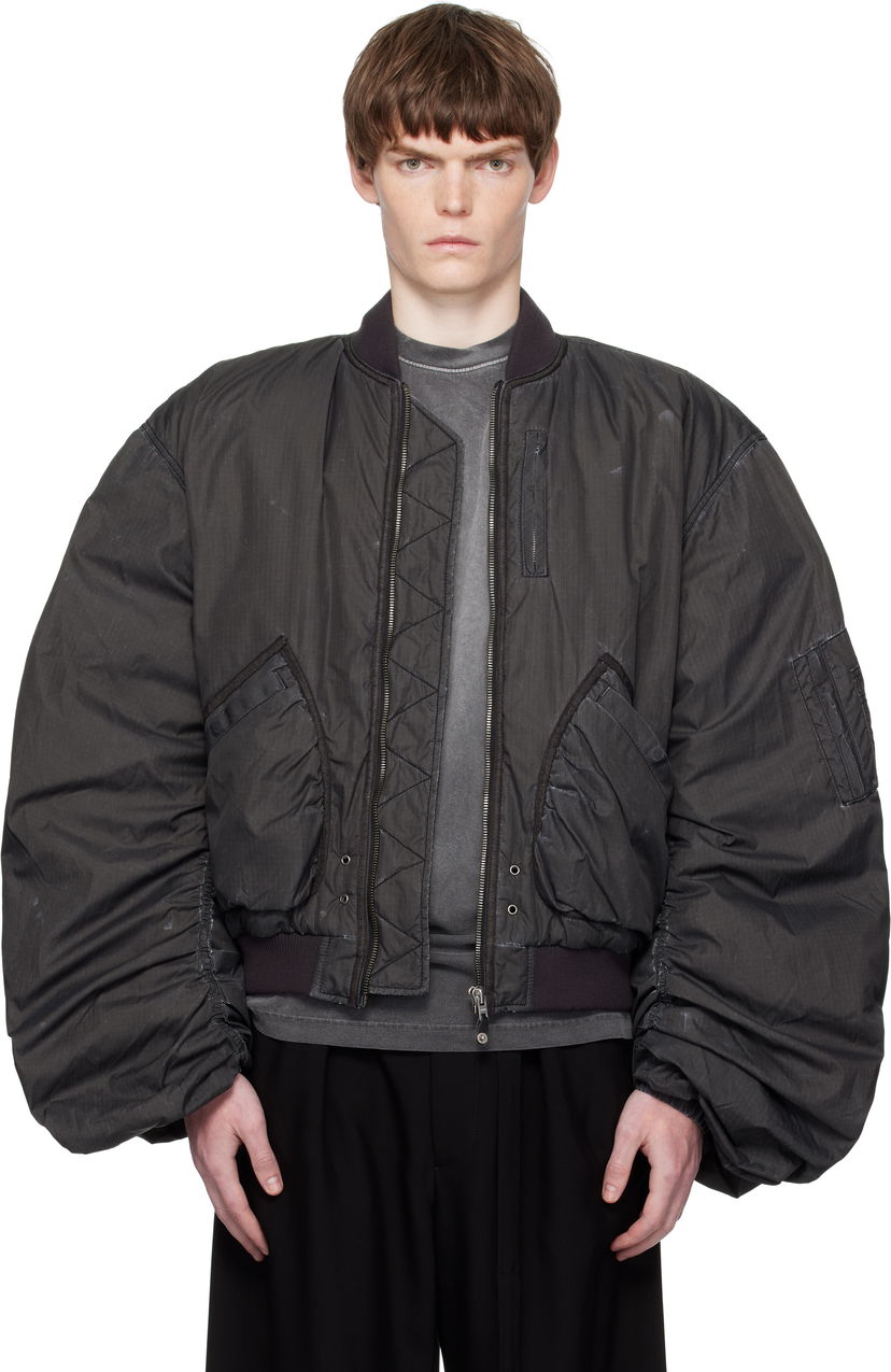 Куртка бомбер We11done We11done Washed Nylon Bomber Jacket чорний | WD-JP2-25-059-U-BK