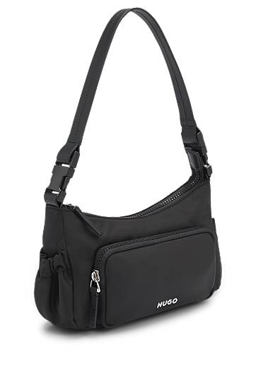 Сумка BOSS HUGO Smooth Twill Shoulder Bag with Interchangeable Strap чорний | 50547092, 1