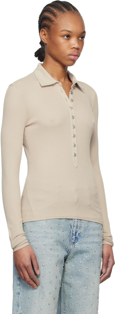 Сорочка поло rag & bone rag & bone Essential Rib Button Polo бежевий | WCC24HP021CA21, 1