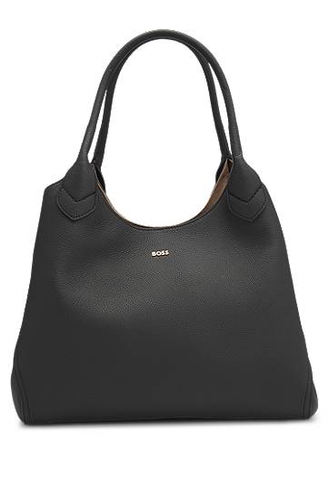 сумка-тоут BOSS BOSS Grained Leather Tote Bag with Logo Lettering чорний | 50547732