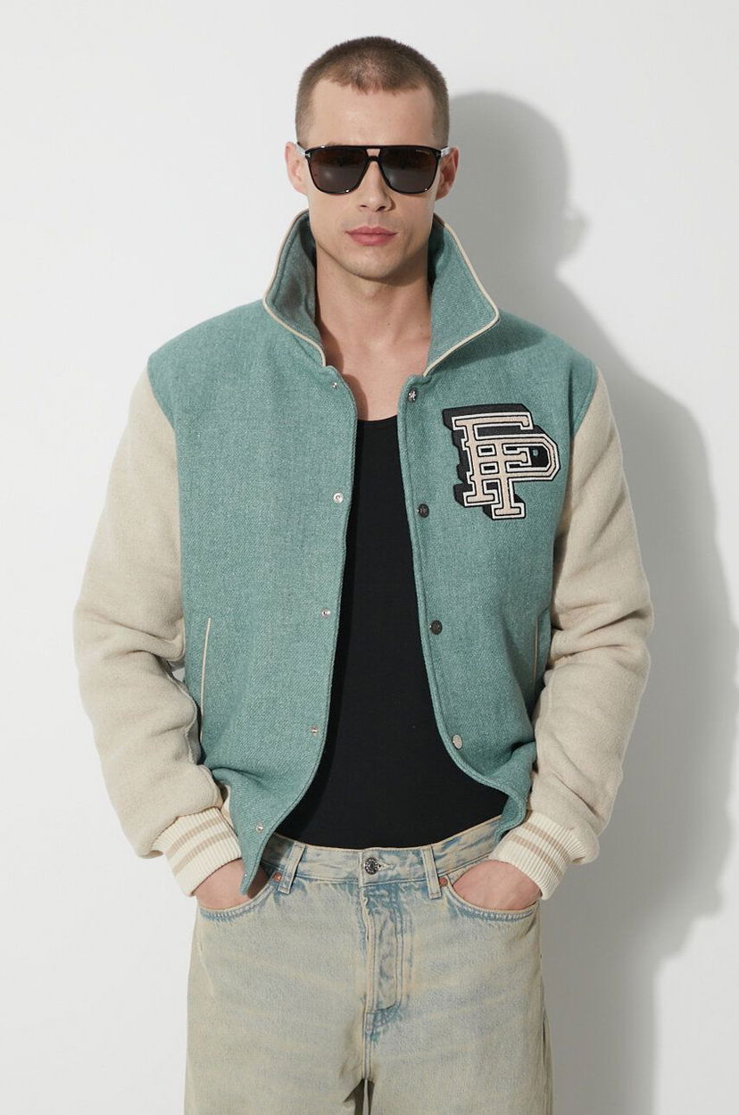Куртка бомбер Filling Pieces Filling Pieces Wool Varsity Jacket Зелений | 78616981033