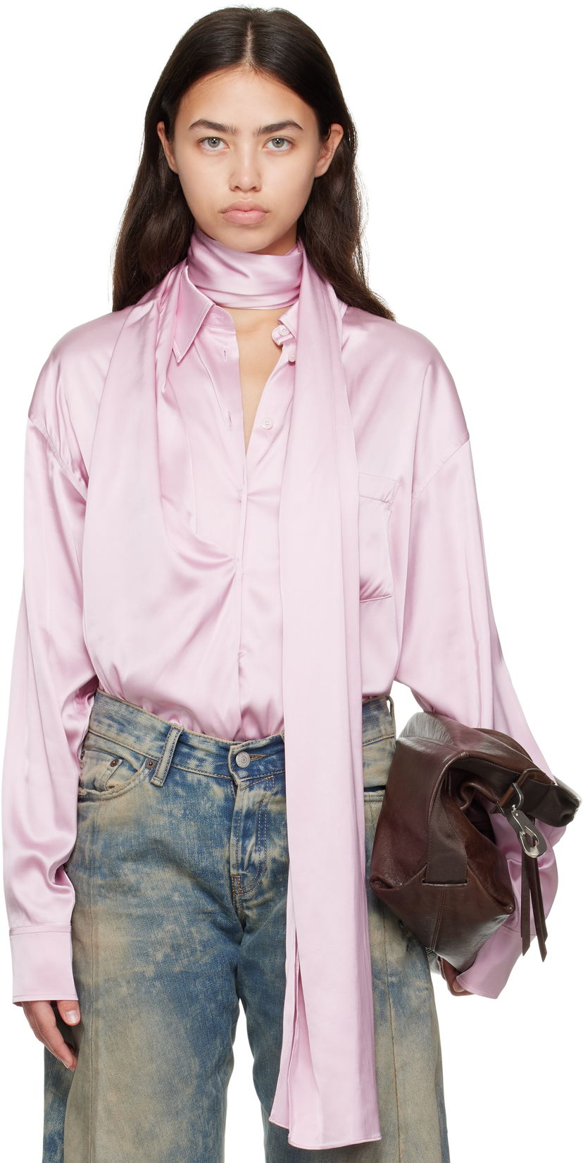 Сорочка Acne Studios Acne Studios Layered Satin Blouse Рожевий | AC0772-
