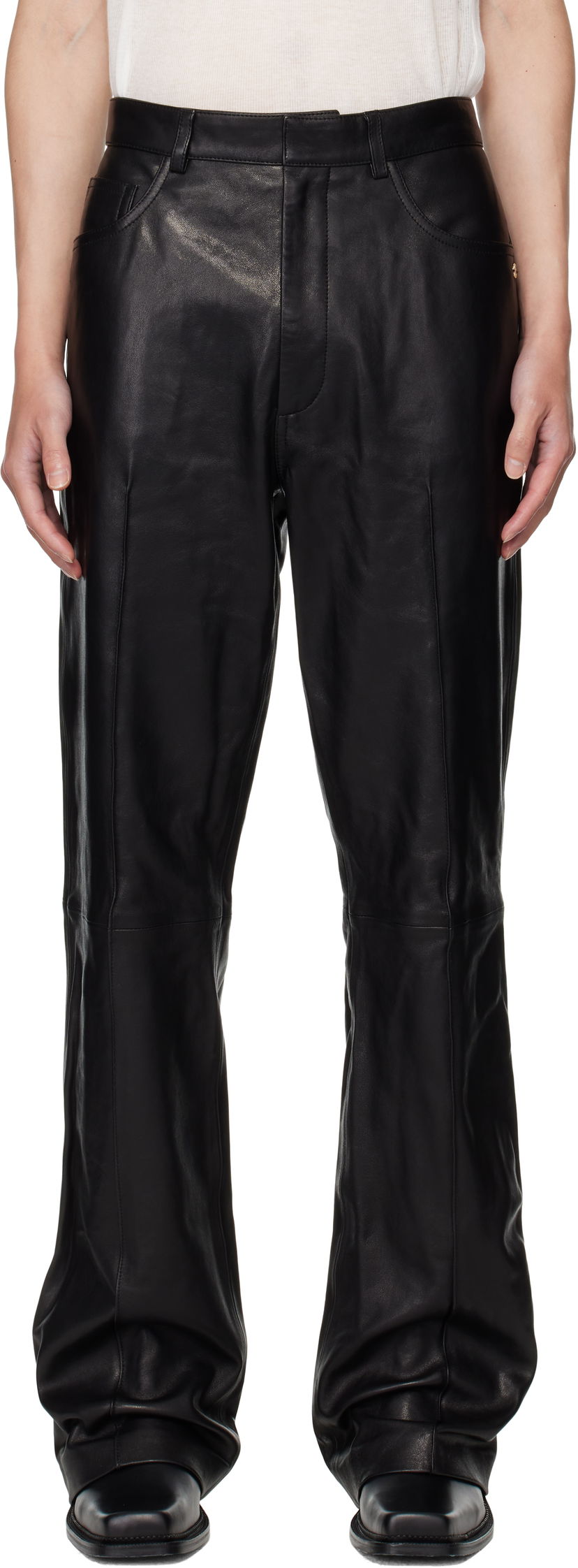 Штани AMIRI AMIRI Boot Cut Leather Pants чорний | AMLTPA1009