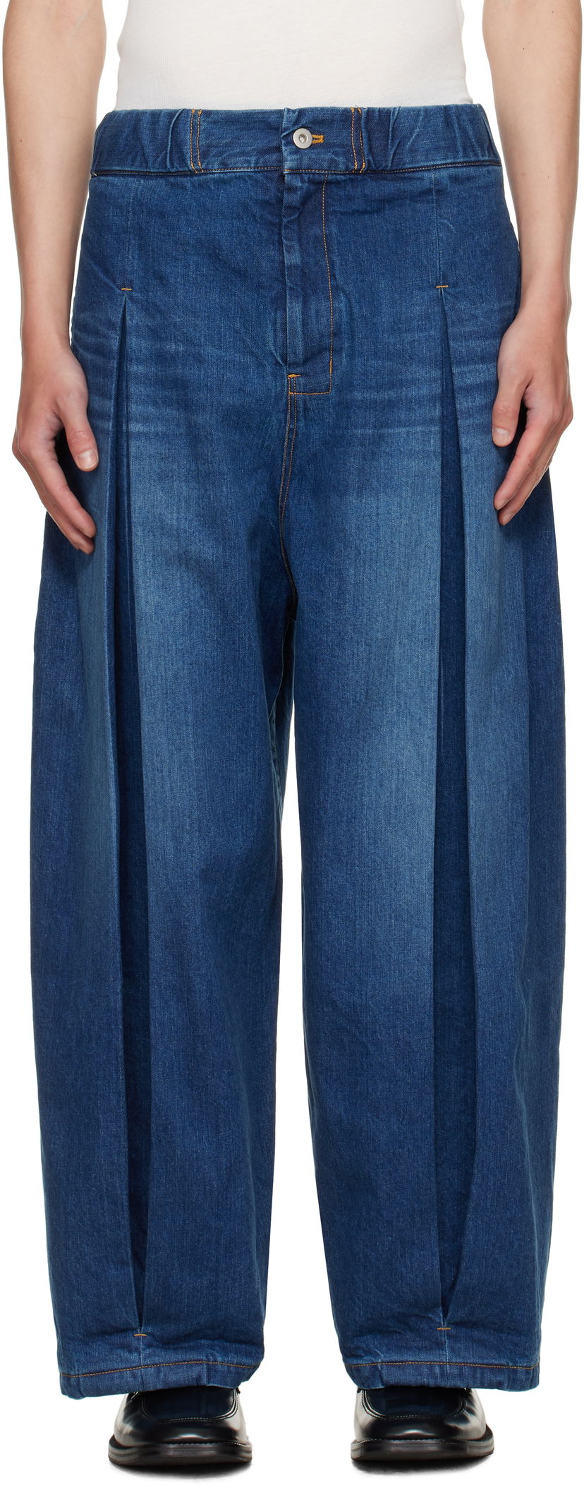Джинси sage NATION SAGE NATION Box Pleat Jeans Синій | S074 BOX PLEAT TROUSER DENIM D
