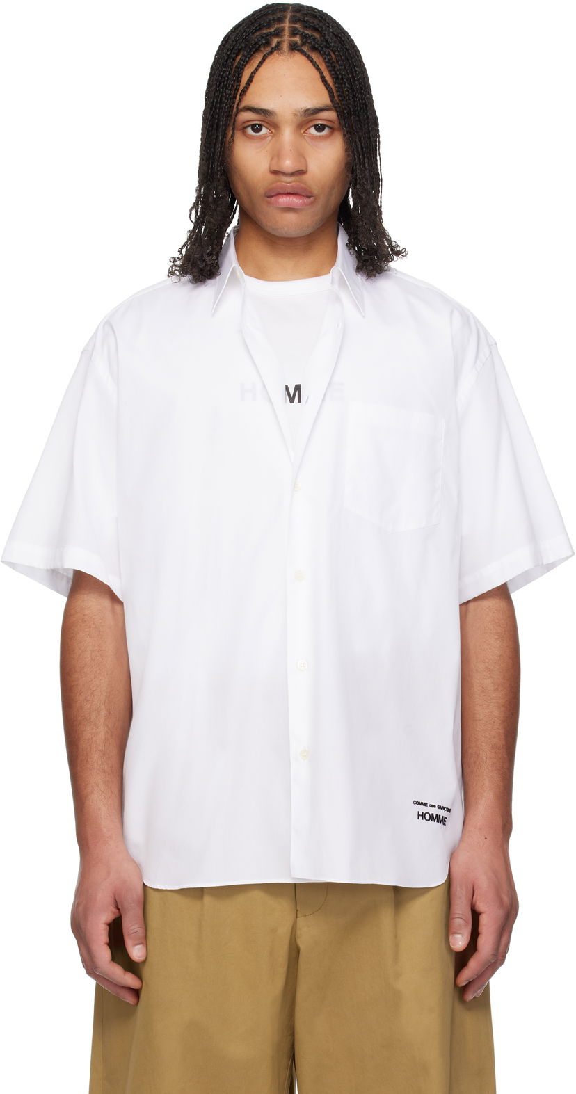 Сорочка Comme des Garçons CDG Homme Broad Short Sleeve Cotton Shirt білий | HO-B103-051