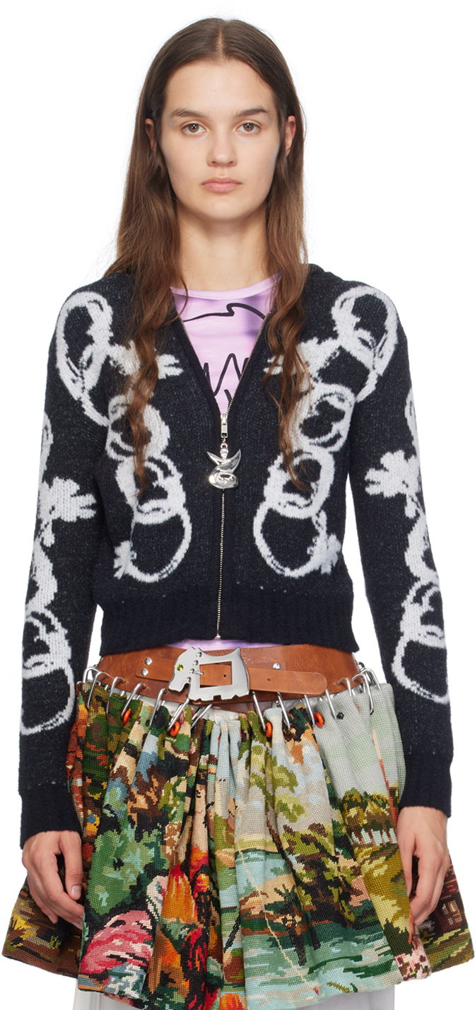 Cветр Chopova Lowena Chain Link Hooded Cardigan чорний | 5197