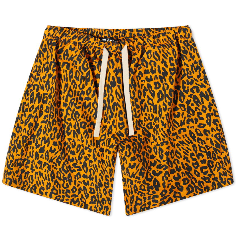 Шорти Palm Angels Leopard Print Shorts Жовтий | PMCB051S24FAB0012010
