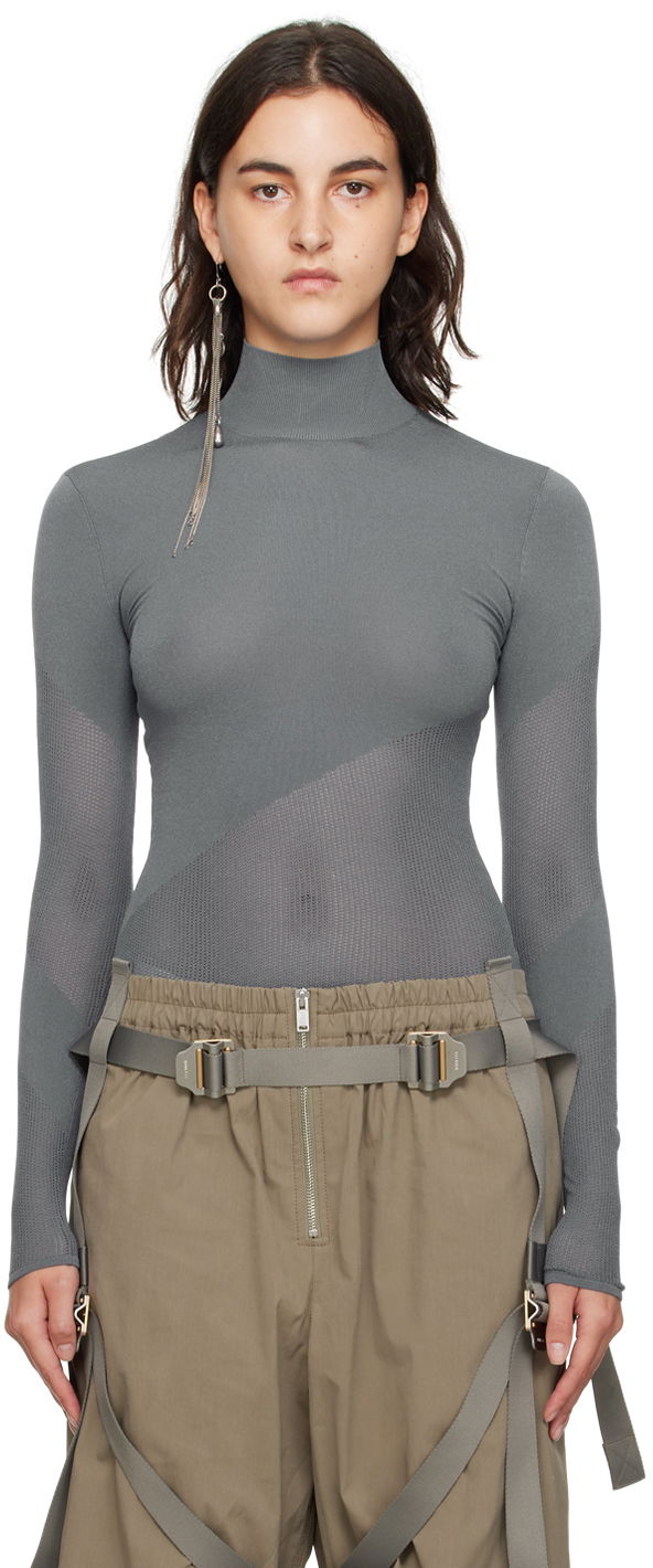 Боді Dion Lee Dion Lee Helix Mock Neck Top Сірий | C7229F23
