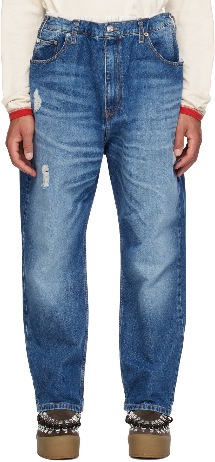 Джинси Bluemarble Trompe L'œil Distressed Jeans Синій | PA71 DE11B24 BLU