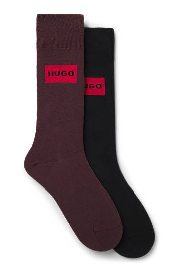 Шкарпетки BOSS Two-pack of regular-length socks with logo labels Бордовий | 50543167, 0