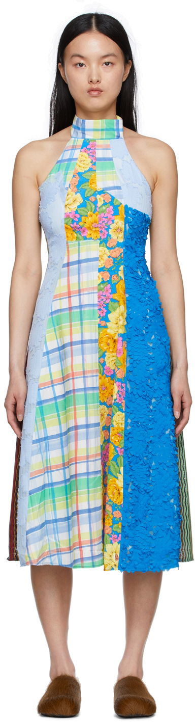 плаття Andersson Bell Patchwork Halter Midi Dress Синій | atb742w