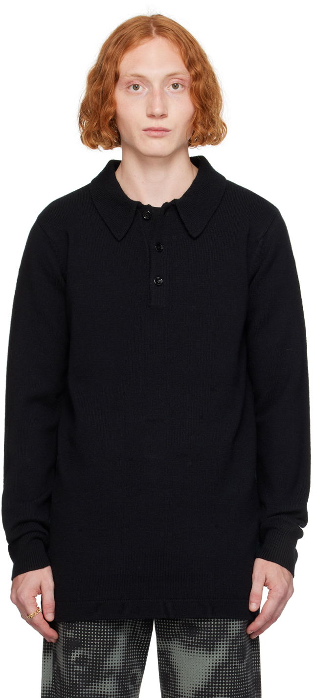 Сорочка поло Dries Van Noten Polo Virgin Wool чорний | 242-021228-9706