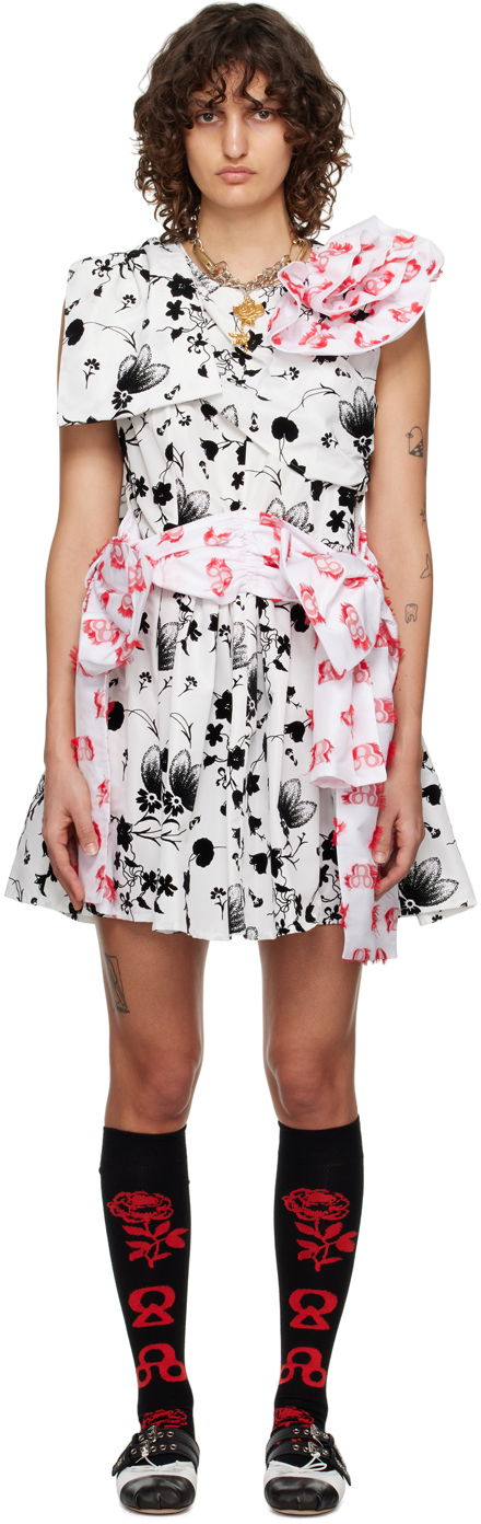 плаття Chopova Lowena Floral Print Asymmetric Minidress білий | 1277