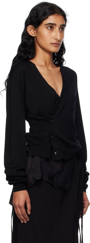Cветр Ann Demeulemeester Ann Demeulemeester Zofia Asymmetric Spliced Cardigan чорний | 2510-W-KN18-KN056-099, 1