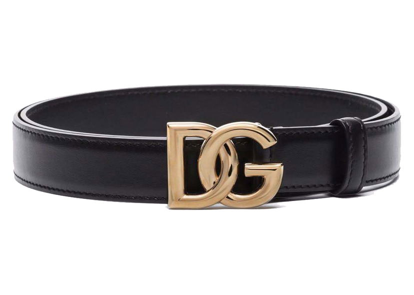 Ремені Dolce & Gabbana Logo Buckle Leather Belt Black чорний | BE1447AW070