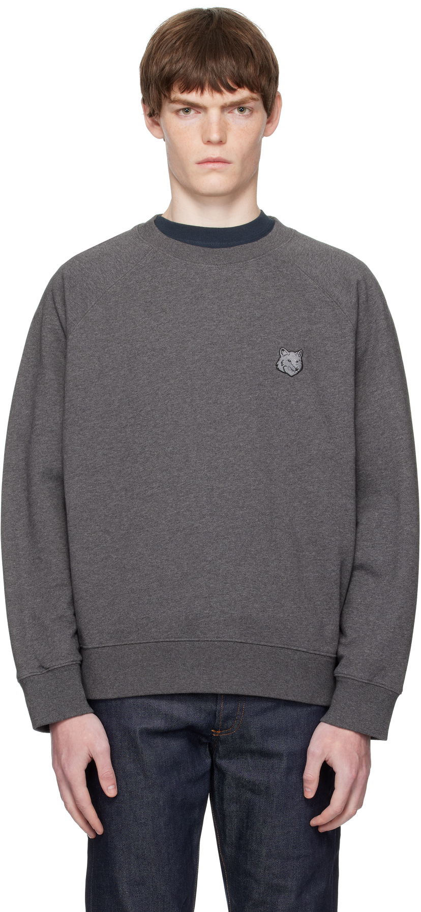 Світшоти MAISON KITSUNÉ Maison Kitsuné Fox Head Patch Oversize Sweatshirt Сірий | PM00306KM0340