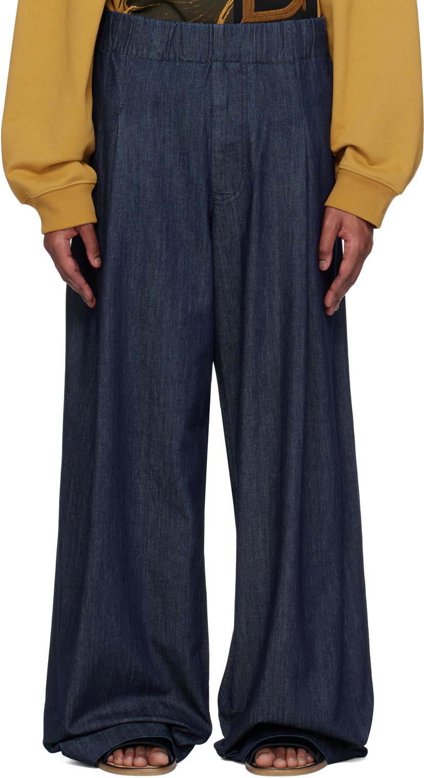 Штани Dries Van Noten Dries Van Noten Elasticated Wide-Leg Jeans Синій | 251-020926-1553