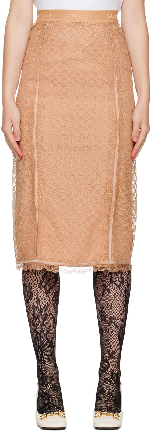 Спідниця Gucci GG Net Midi бежевий | 678193 XUAEQ, 0