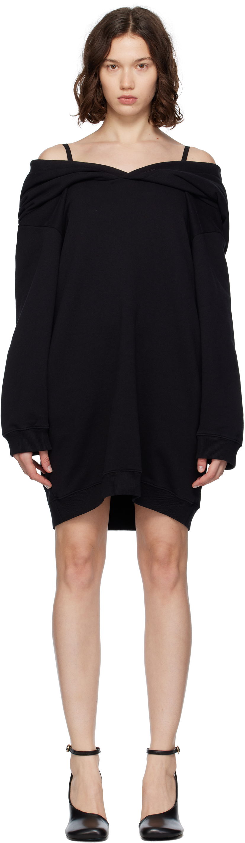 плаття Maison Margiela MM6 Maison Margiela Off-The-Shoulder Sweatshirt Dress чорний | S52DD0074 M25014