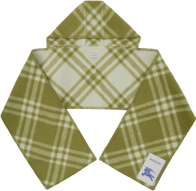Шарф Burberry Check Hooded Scarf Зелений | 8101359