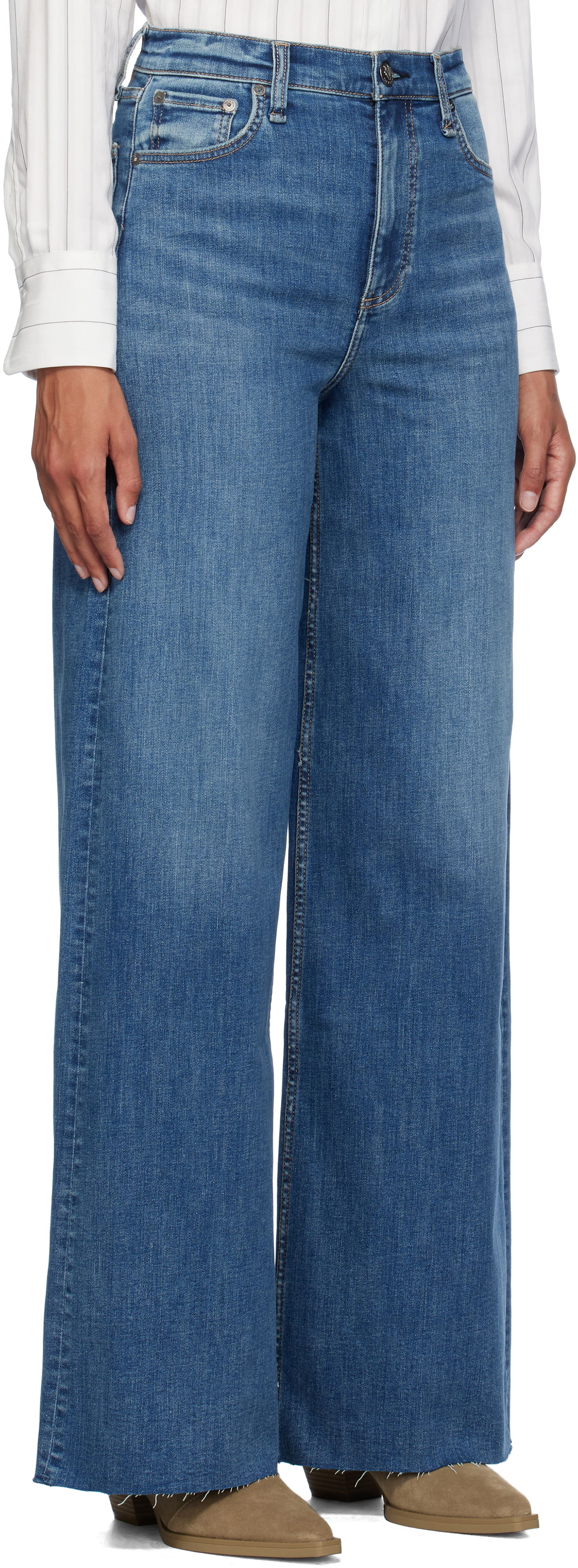 Джинси rag & bone Rag & Bone Flexi Sofie Wide-Leg Jeans Синій | WDD24F2952FUWI, 1