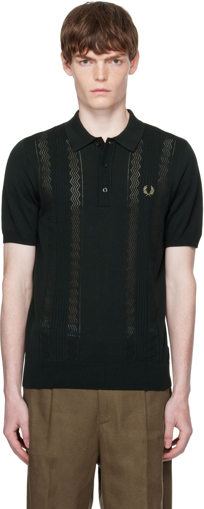 Сорочка поло Fred Perry Fred Perry Pointelle Panel Knitted Polo Зелений | K9750