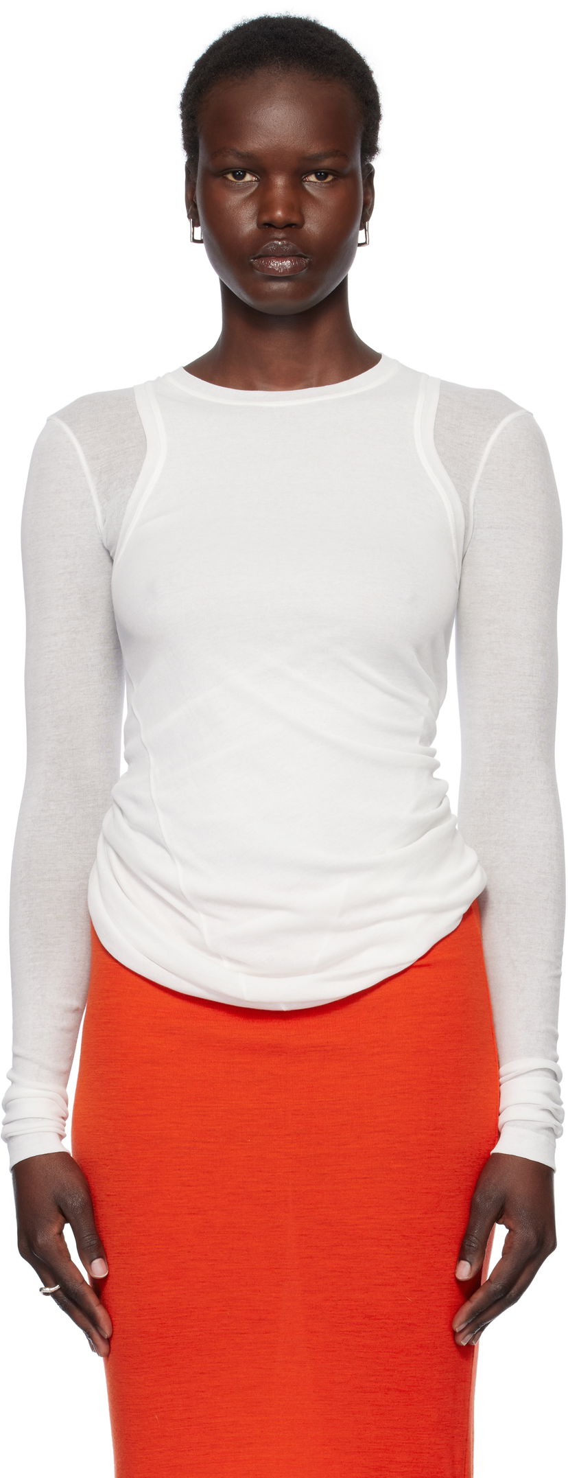 Футболка Jil Sander Jil Sander Crewneck Long Sleeve T-Shirt білий | J02NH0012_J20249