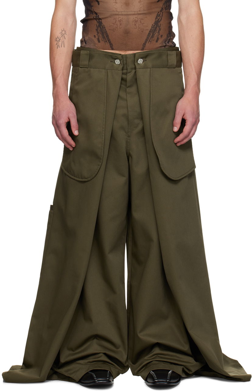 Штани Jean Paul Gaultier Jean Paul Gaultier x Shayne Oliver 'The Wrap' Wide-Leg Trousers Зелений | 24/27-F-PA113P-C048-41