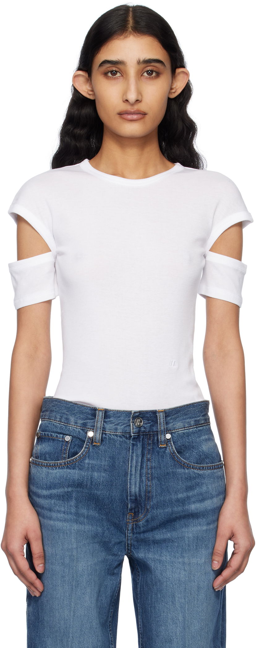 Футболка Helmut Lang Helmut Lang Slim Logo T-Shirt білий | O09HW504
