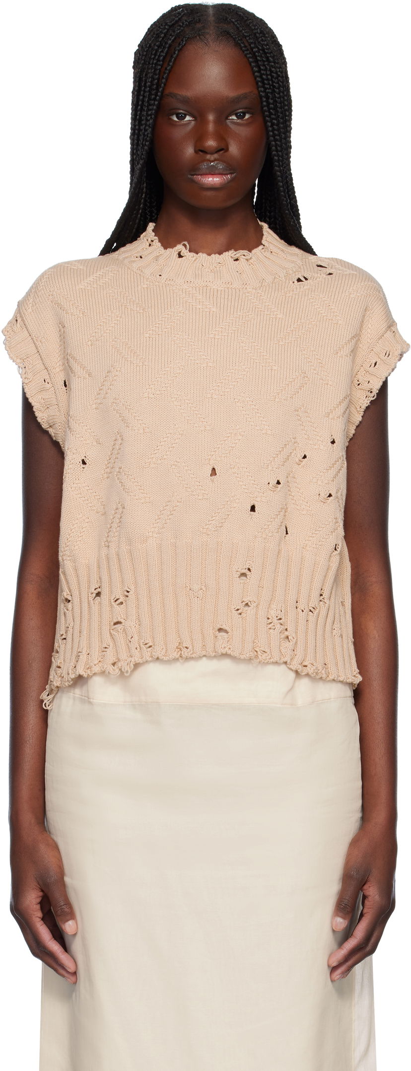 Cветр Marni Marni Jacquard 3D Disheveled Cotton Sweater бежевий | GCMD0605A0 UFC658
