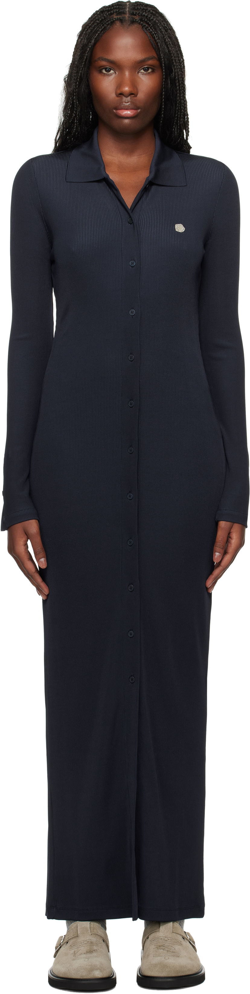 плаття KENZO Long Rib Cardigan Dress темно-синій | FE62RO7654SS
