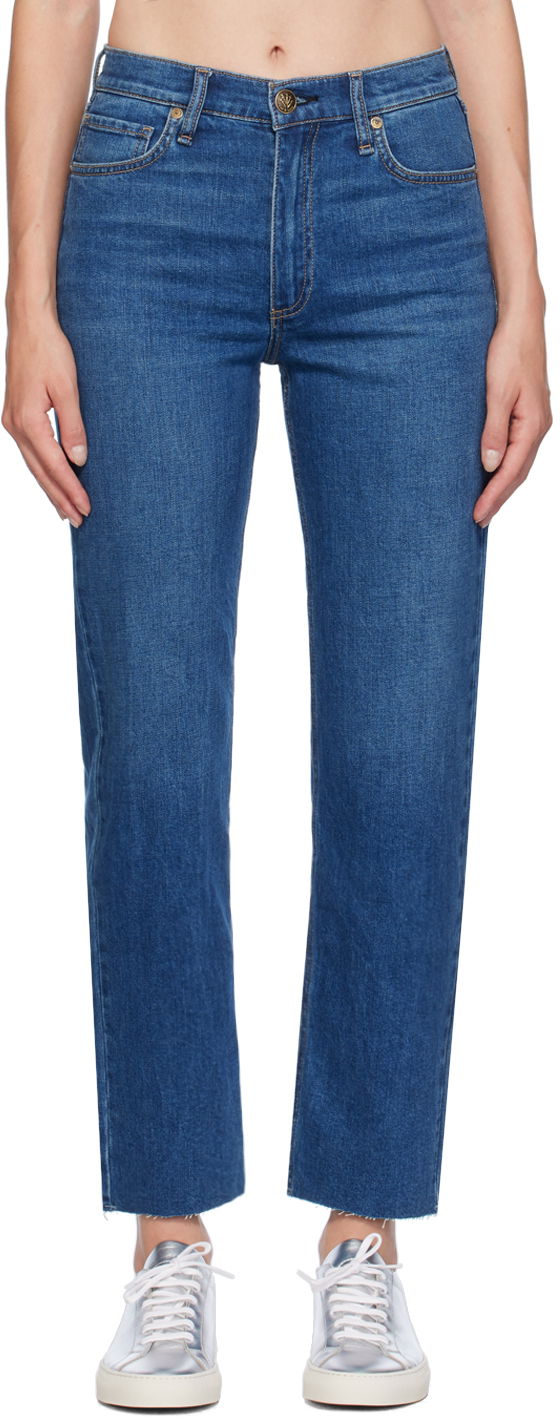 Джинси rag & bone Rag & Bone Harlow Ankle Straight-Leg Jeans Синій | WDD24F2934FFNO