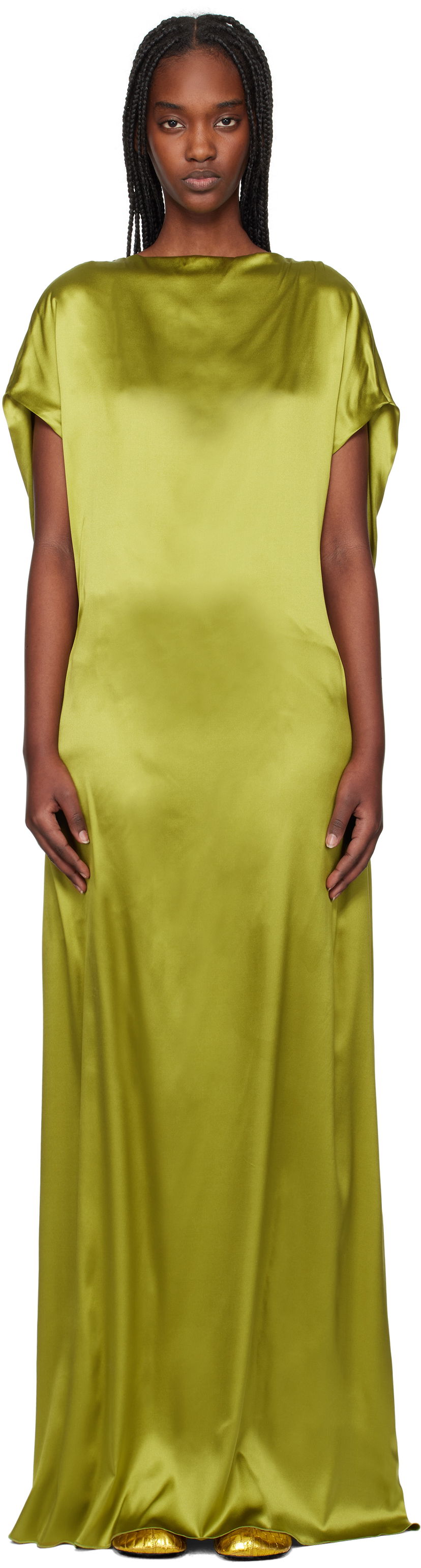 плаття Dries Van Noten Dries Van Noten Silk Floor Length Dress Зелений | 251-011035-1032